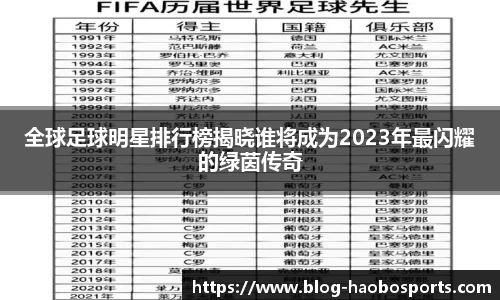 全球足球明星排行榜揭晓谁将成为2023年最闪耀的绿茵传奇